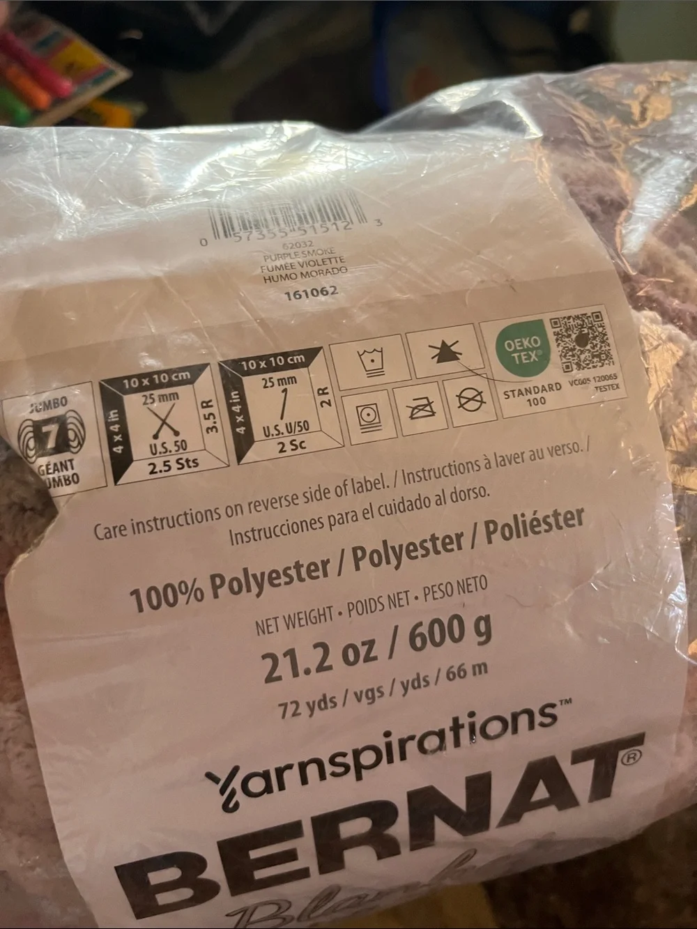 Bernat Extra Thick Plush Blanket Yarn in Taupe and Mauve